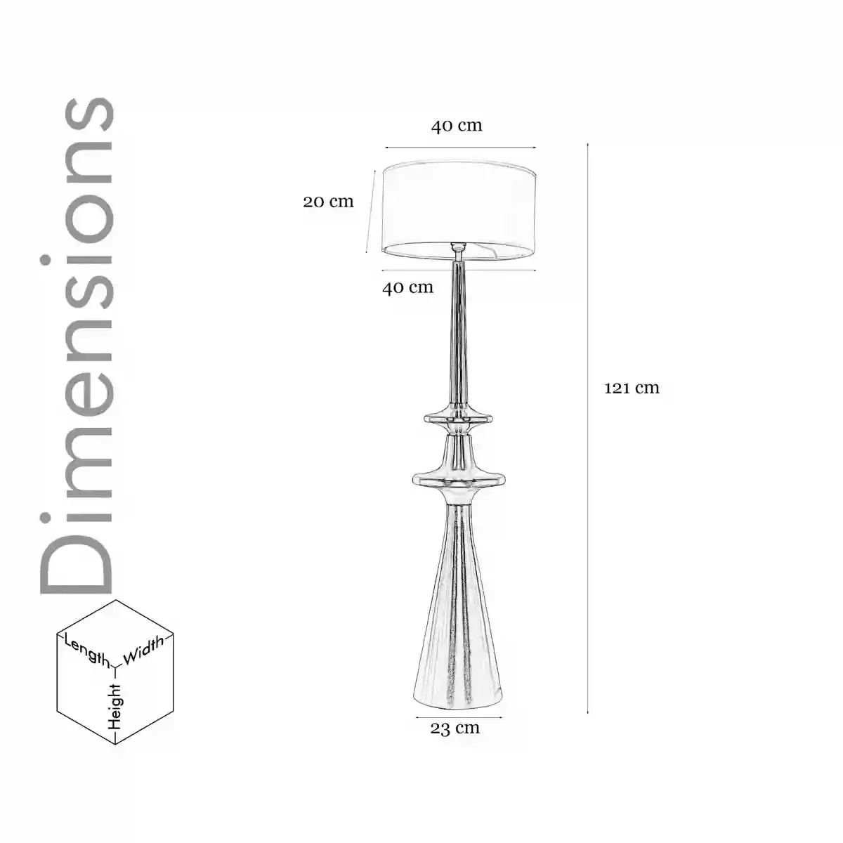 GLOUCESTER Metal Floor Lamp With White Cotton Shade